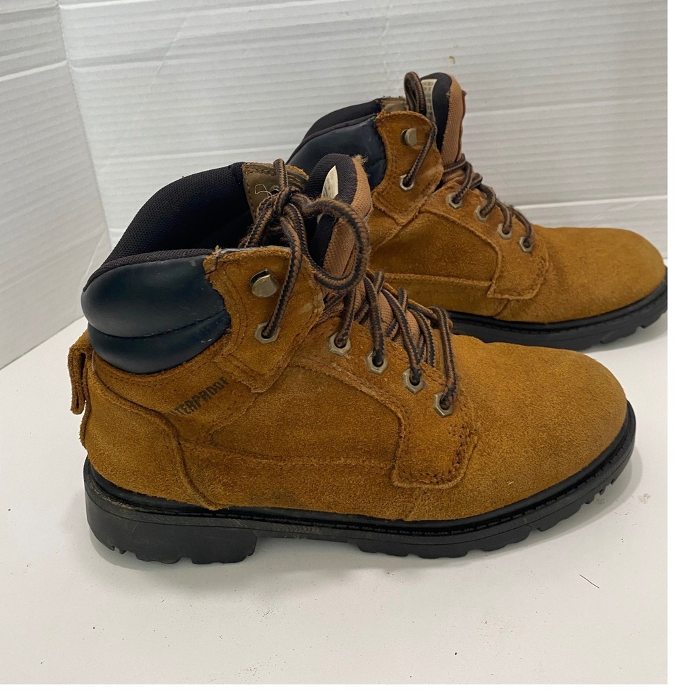 Brahma Work Boots Men 6.5W Brown Leather Waterproof Lace Up Round Toe